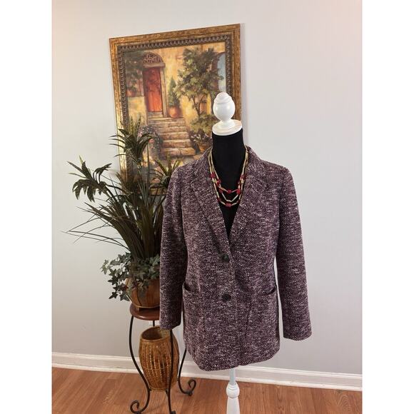 Talbots Women Mélange HERRINGBONE 4P Tweed Blazer Long Sleeve Lapel Notch Collar - Picture 2 of 14